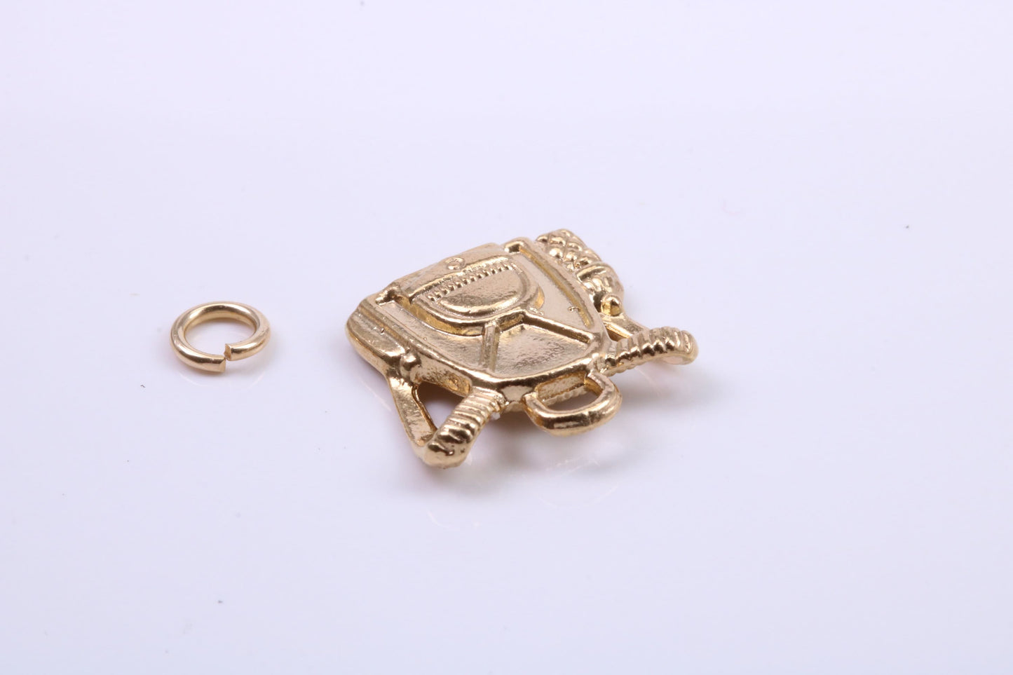 Back Pack Charm, Traditional Charm, Made from Solid 9ct Yellow Gold, British Hallmarked, Complete with Attachment Link