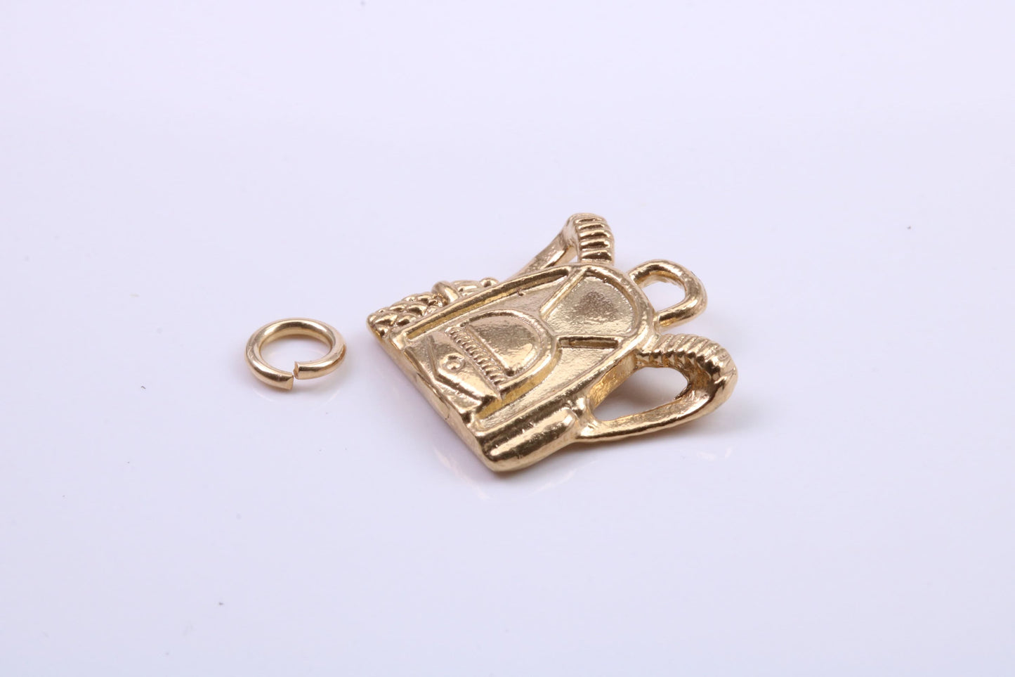 Back Pack Charm, Traditional Charm, Made from Solid 9ct Yellow Gold, British Hallmarked, Complete with Attachment Link