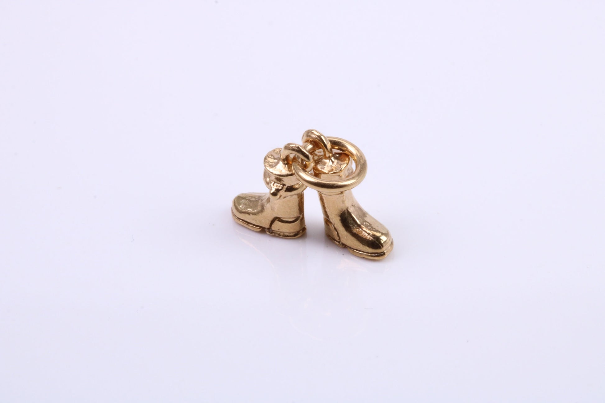 Pair of Wellington Boots Charm, Traditional Charm, Made from Solid 9ct Yellow Gold, British Hallmarked, Complete with Attachment Link