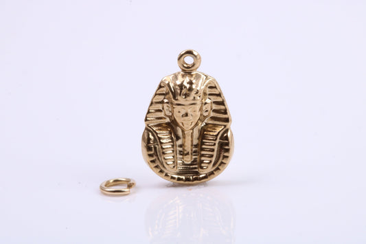 King Tutankhamun Charm, Traditional Charm, Made from Solid 9ct Yellow Gold, British Hallmarked, Complete with Attachment Link