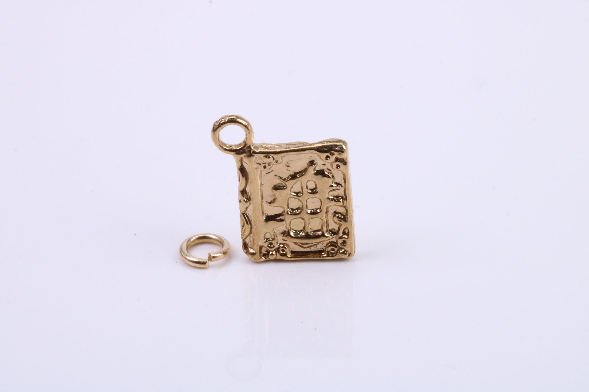 Book of Spells Charm, Traditional Charm, Made from Solid 9ct Yellow Gold, British Hallmarked, Complete with Attachment Link