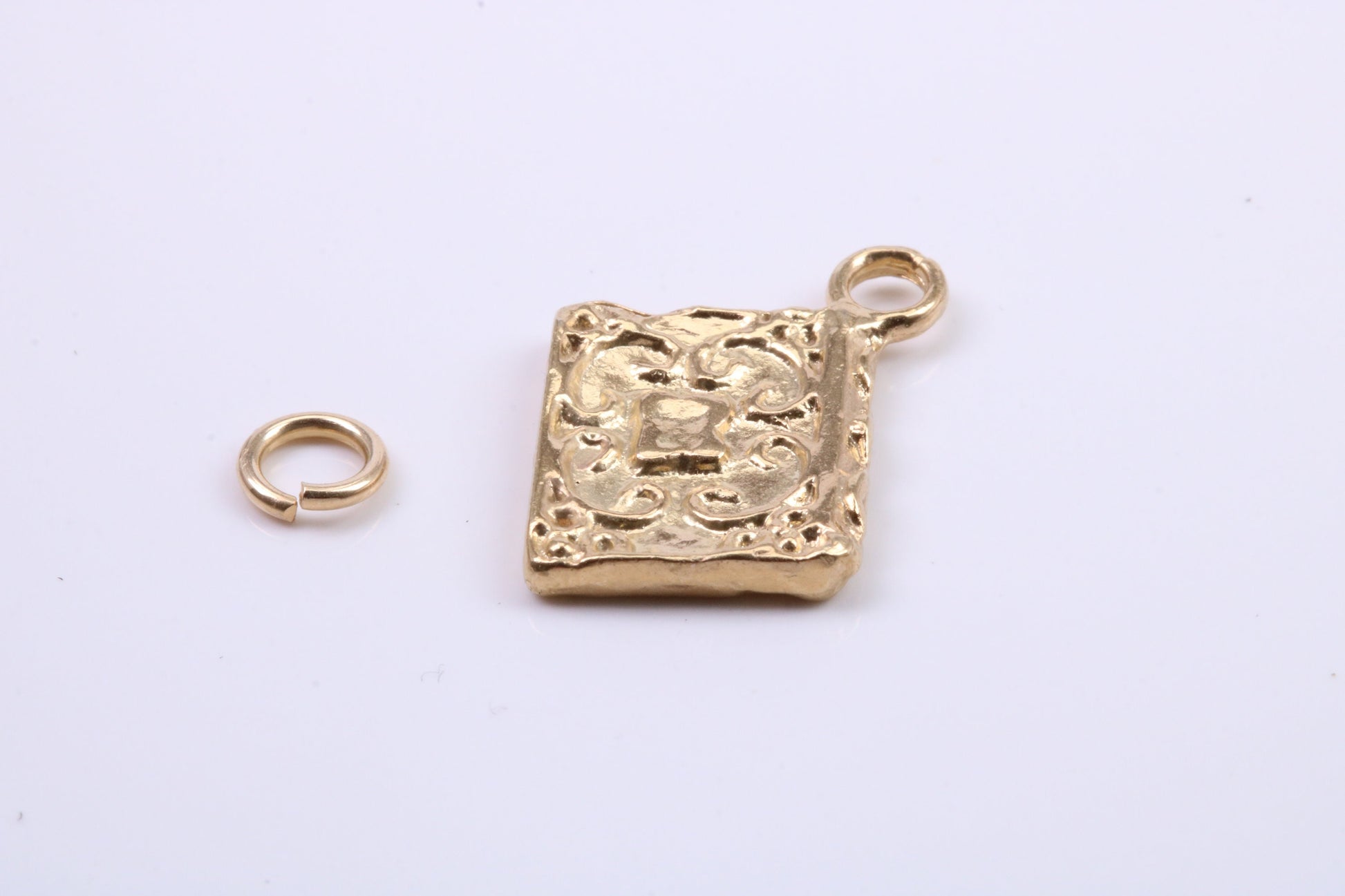 Book of Spells Charm, Traditional Charm, Made from Solid 9ct Yellow Gold, British Hallmarked, Complete with Attachment Link
