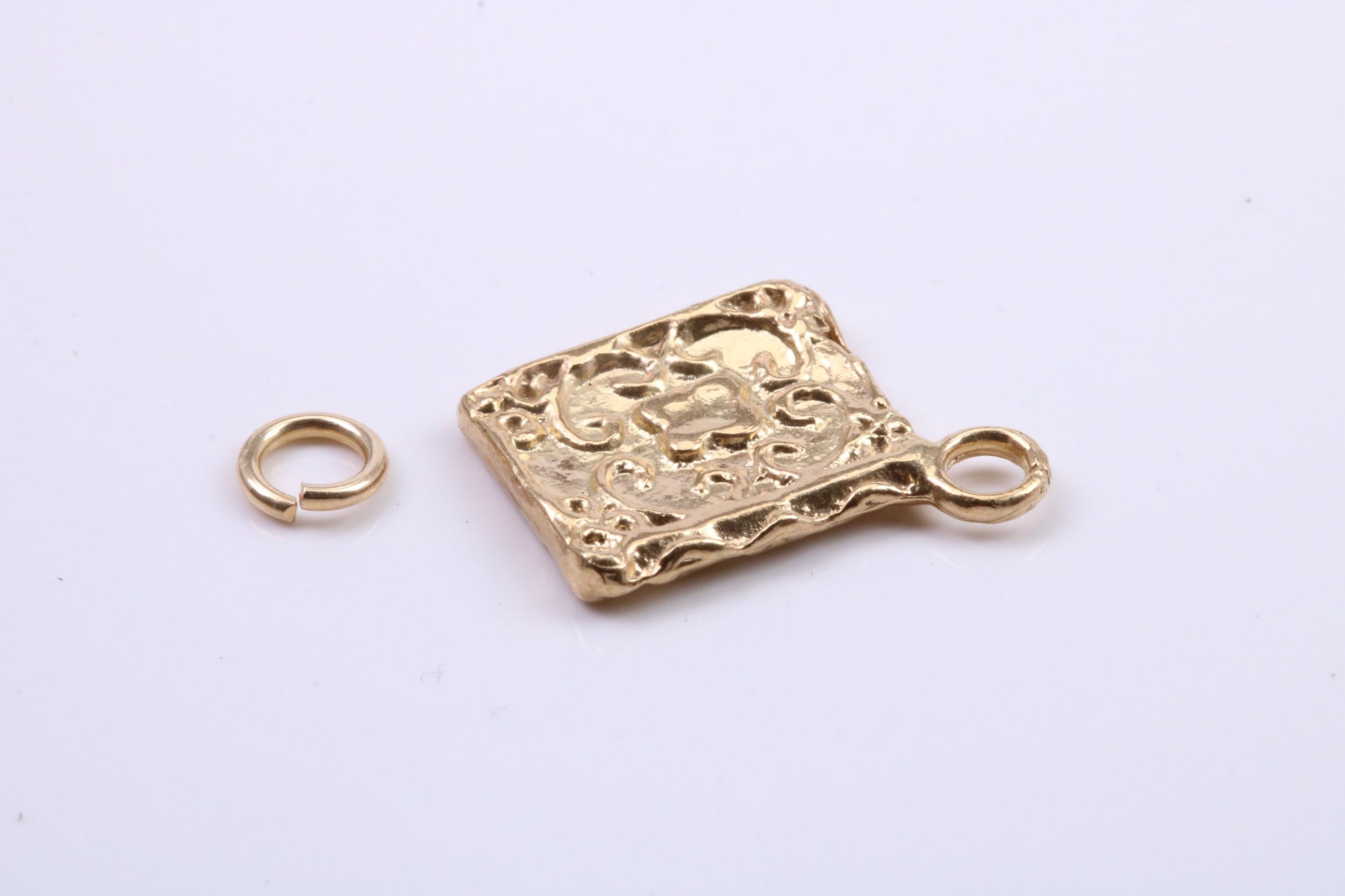 Book of Spells Charm, Traditional Charm, Made from Solid 9ct Yellow Gold, British Hallmarked, Complete with Attachment Link