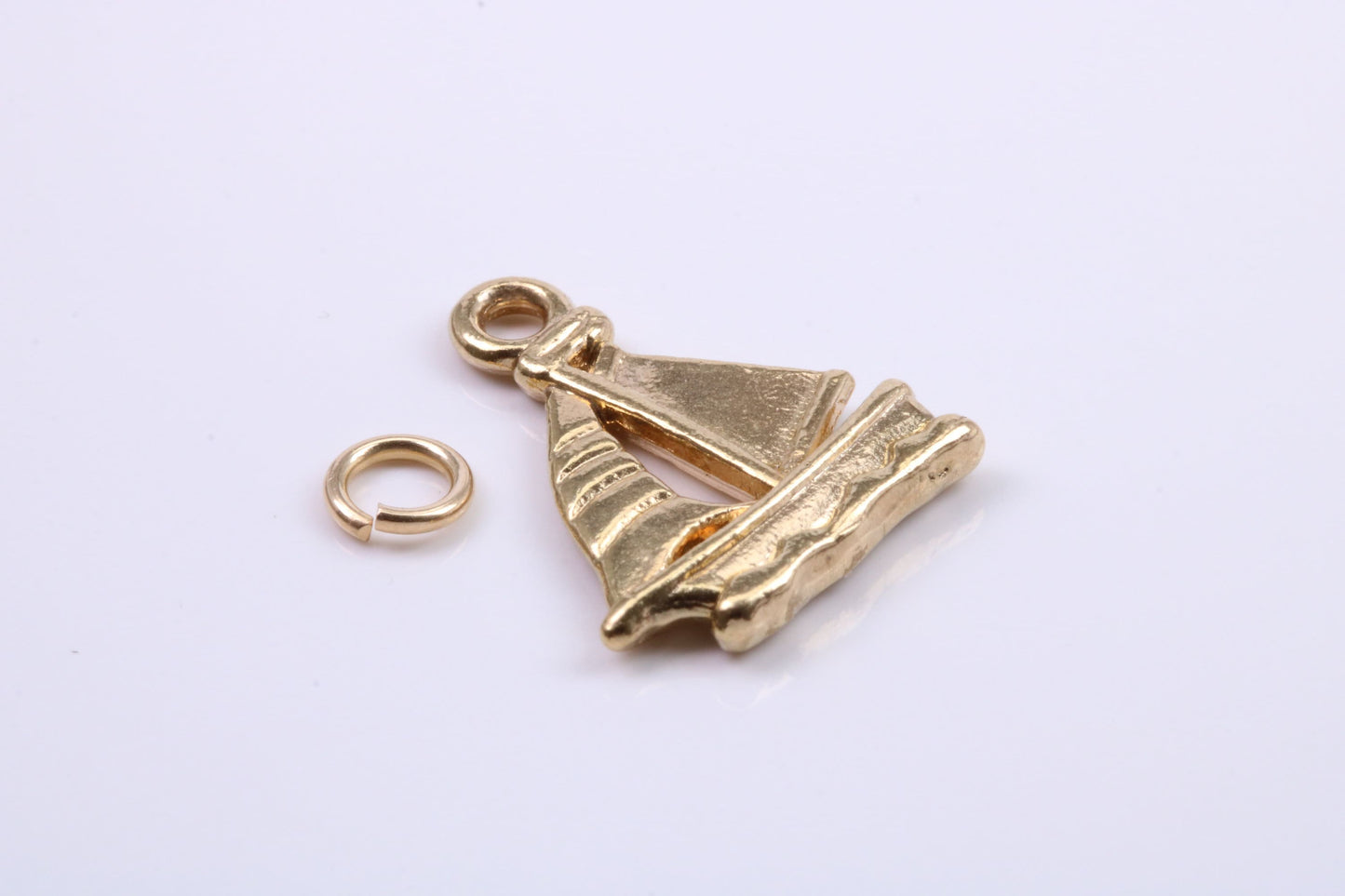 Sailing Boat Charm, Traditional Charm, Made from Solid 9ct Yellow Gold, British Hallmarked, Complete with Attachment Link