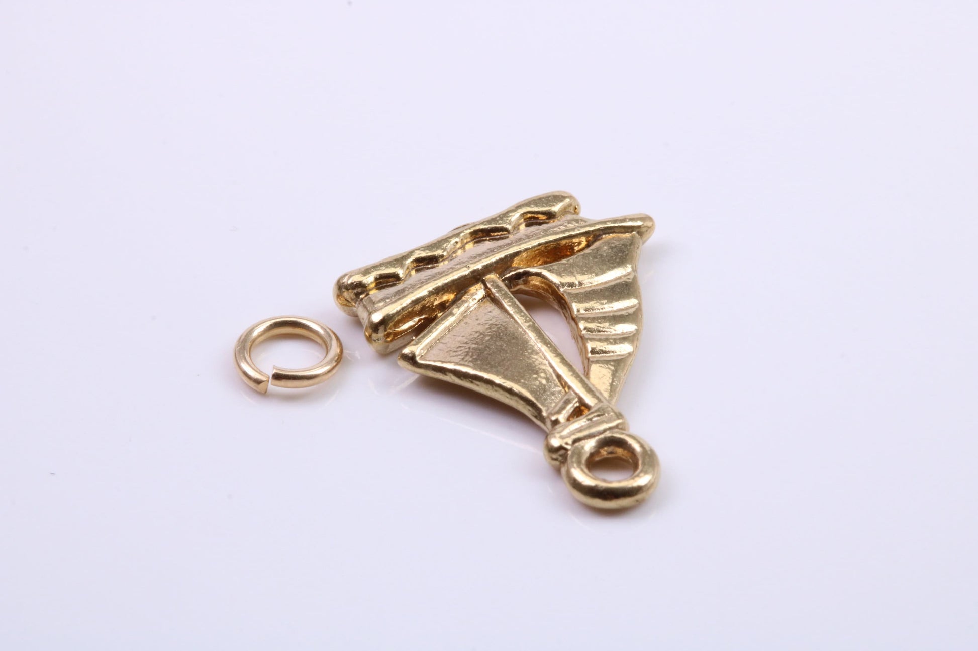 Sailing Boat Charm, Traditional Charm, Made from Solid 9ct Yellow Gold, British Hallmarked, Complete with Attachment Link