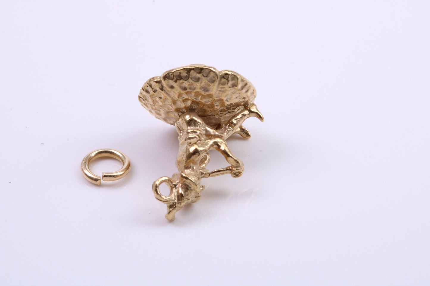 Gnome on Toadstool Charm, Traditional Charm, Made from Solid 9ct Yellow Gold, British Hallmarked, Complete with Attachment Link