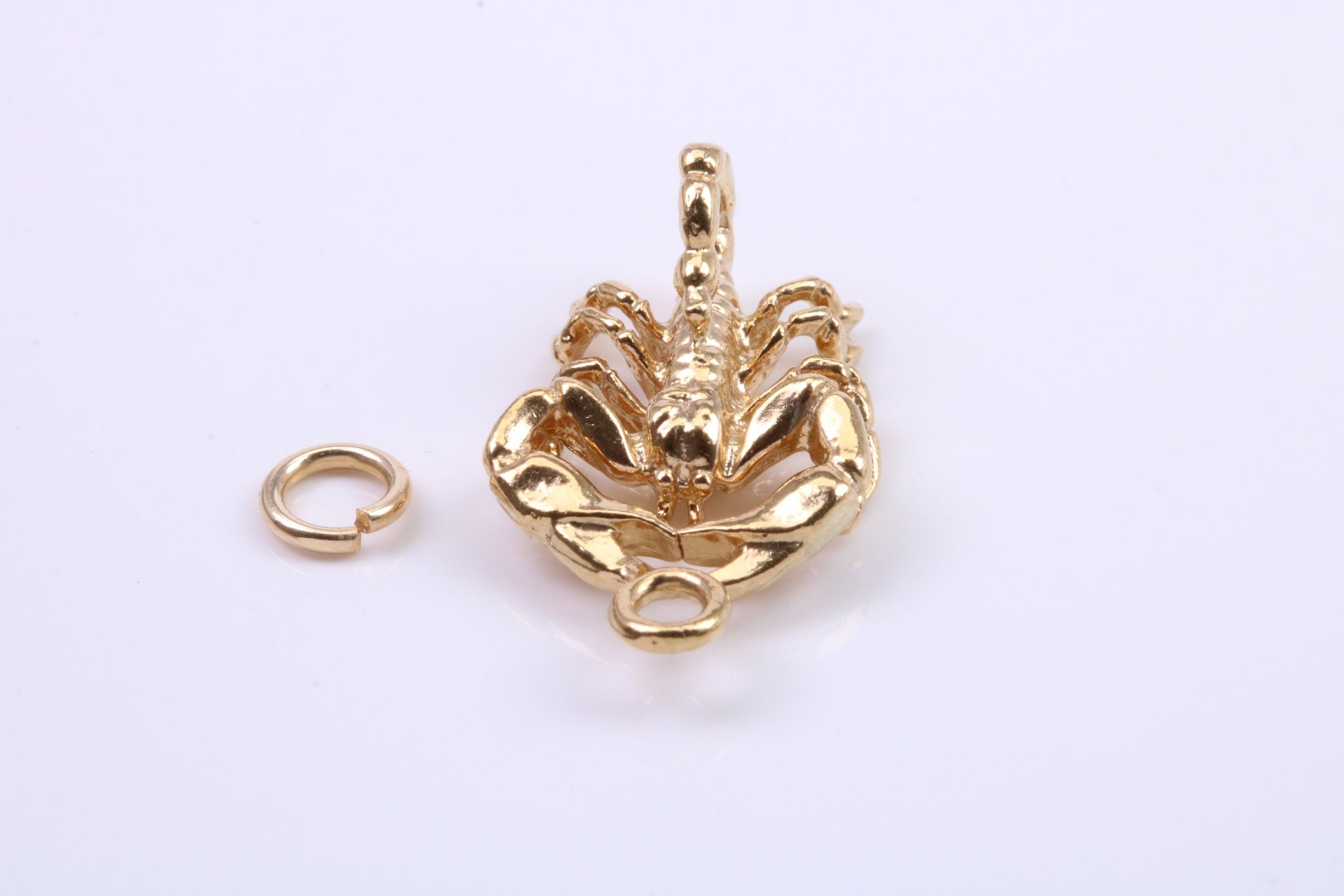 Scorpio Zodiac Sign Charm, Traditional Charm, Made from Solid 9ct Yellow Gold, British Hallmarked, Complete with Attachment Link