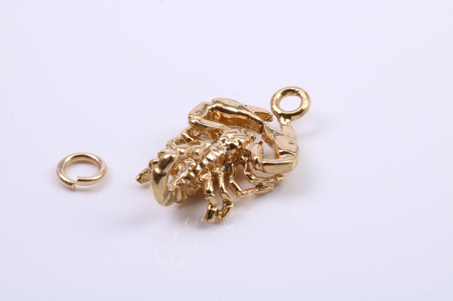 Scorpio Zodiac Sign Charm, Traditional Charm, Made from Solid 9ct Yellow Gold, British Hallmarked, Complete with Attachment Link