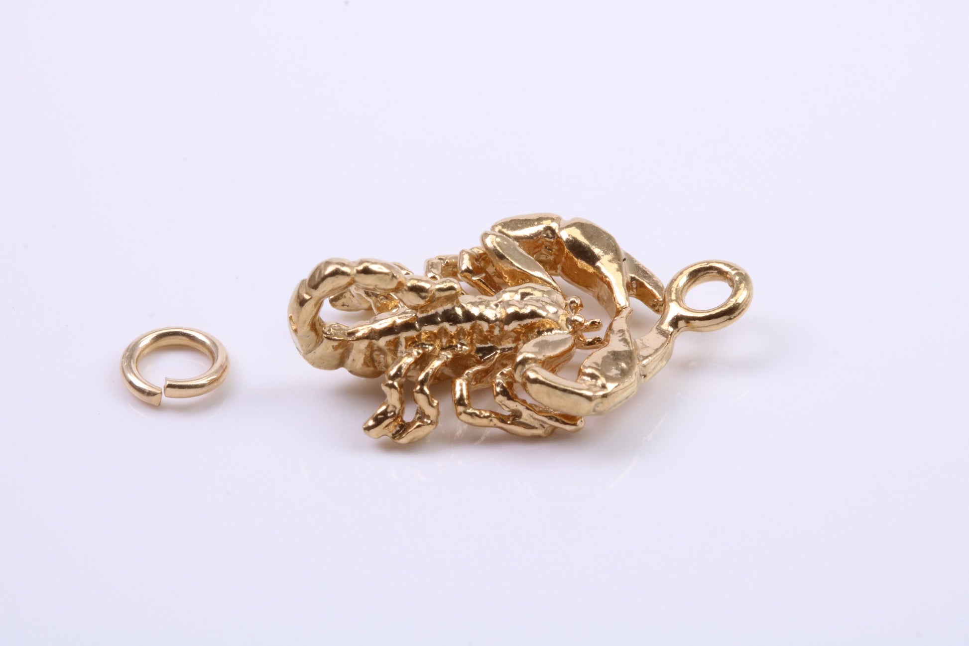 Scorpio Zodiac Sign Charm, Traditional Charm, Made from Solid 9ct Yellow Gold, British Hallmarked, Complete with Attachment Link