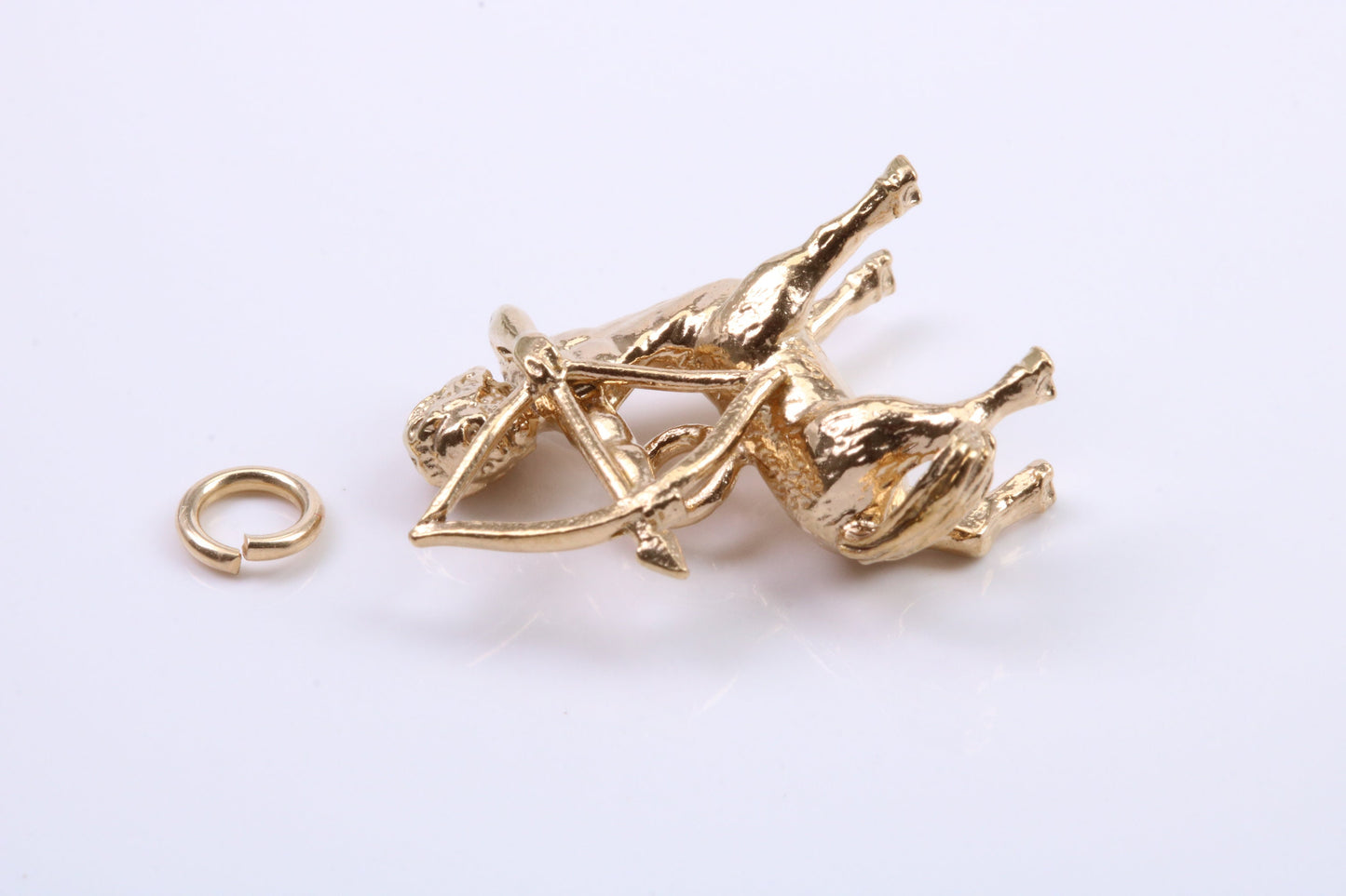 Sagittarius Zodiac Sign Charm, Traditional Charm, Made from Solid 9ct Yellow Gold, British Hallmarked, Complete with Attachment Link