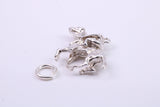 Jockey on Horse Charm, Traditional Charm, Made from Solid Cast 925 Grade Sterling Silver, Complete with Attachment Link