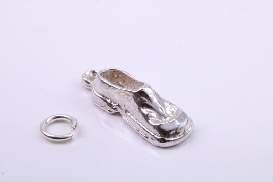 Old Shoe Charm, Traditional Charm, Made from Solid 925 Grade Sterling Silver, Complete with Attachment Link