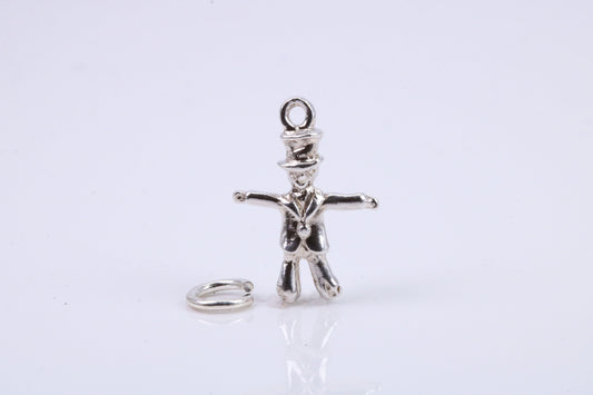 Scarecrow Charm, Traditional Charm, Made from Solid 925 Grade Sterling Silver, Complete with Attachment Link