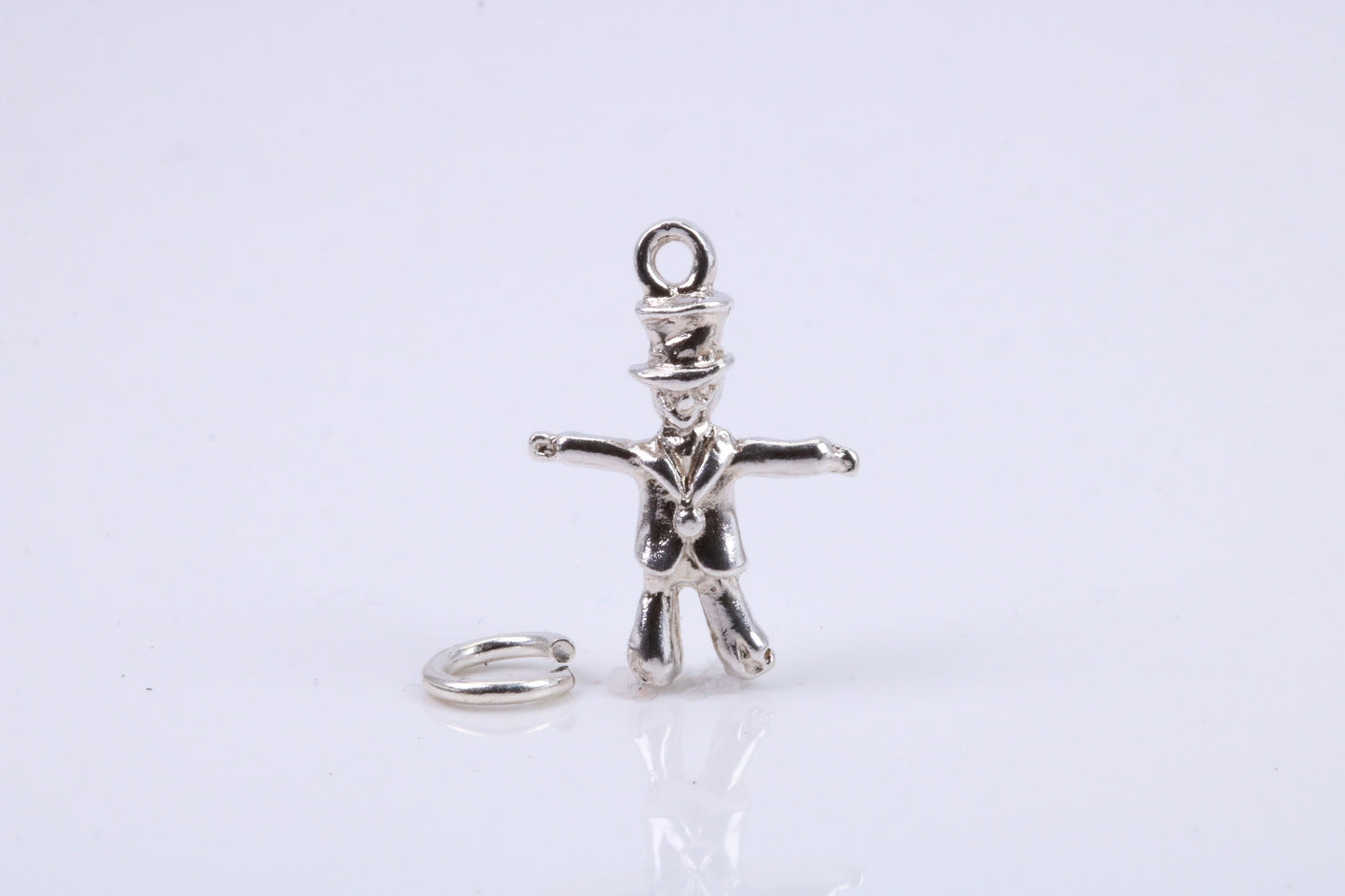 Scarecrow Charm, Traditional Charm, Made from Solid 925 Grade Sterling Silver, Complete with Attachment Link