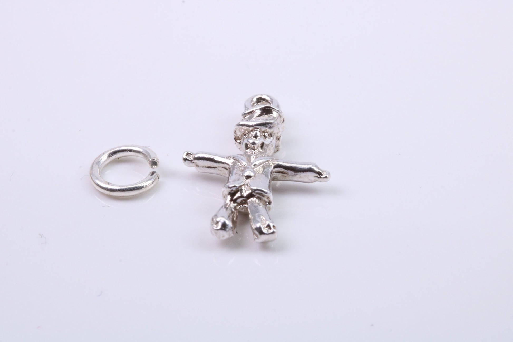 Scarecrow Charm, Traditional Charm, Made from Solid 925 Grade Sterling Silver, Complete with Attachment Link