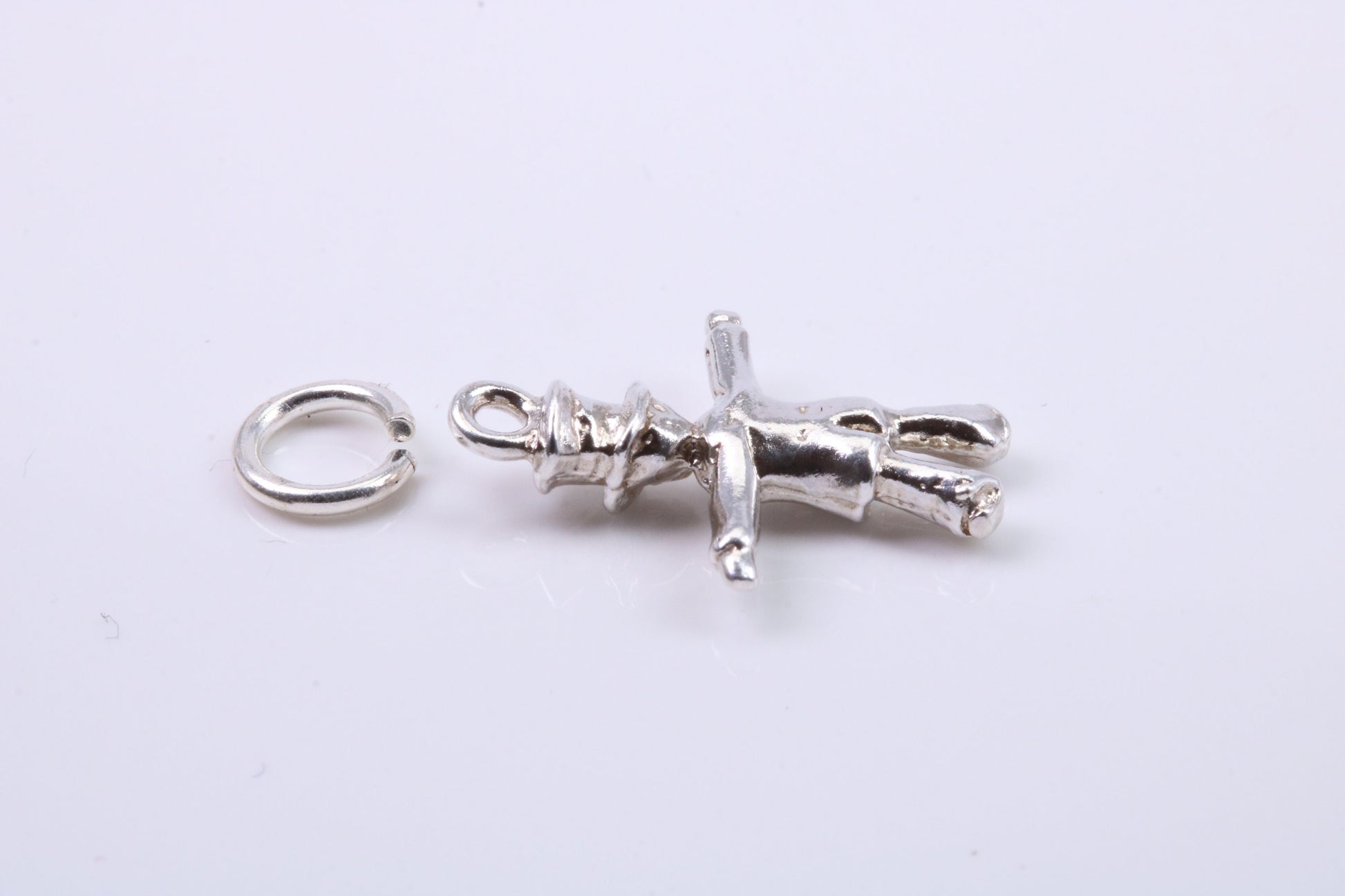 Scarecrow Charm, Traditional Charm, Made from Solid 925 Grade Sterling Silver, Complete with Attachment Link