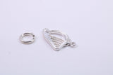 Harp Charm, Traditional Charm, Made from Solid Cast 925 Grade Sterling Silver, Complete with Attachment Link