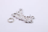 Map of Wales Charm, Traditional Charm, Made from Solid 925 Grade Sterling Silver, Complete with Attachment Link