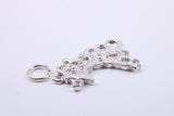 Map of Wales Charm, Traditional Charm, Made from Solid 925 Grade Sterling Silver, Complete with Attachment Link