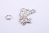 Map of Cymru Charm, Traditional Charm, Made from Solid 925 Grade Sterling Silver, Complete with Attachment Link