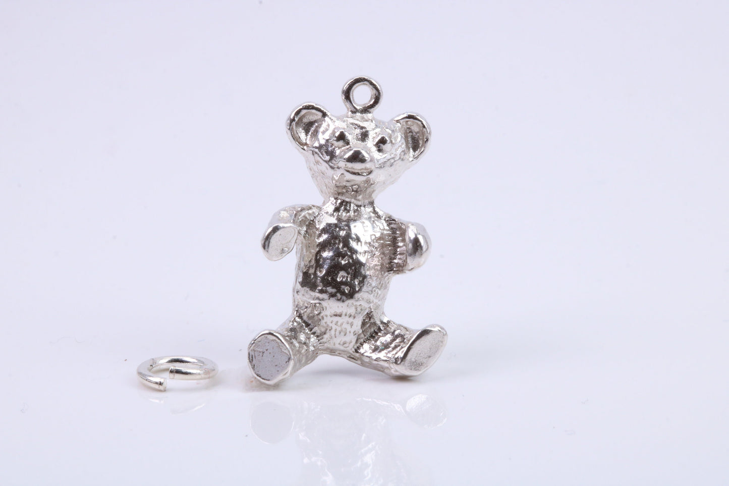 Teddy Bear Charm, Traditional Charm, Made from Solid 925 Grade Sterling Silver, Complete with Attachment Link