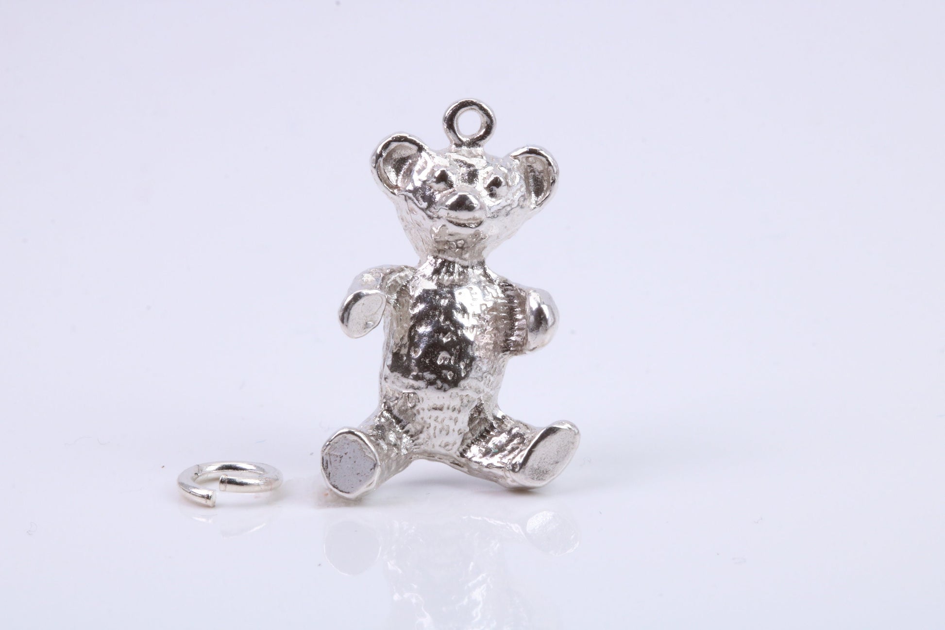 Teddy Bear Charm, Traditional Charm, Made from Solid 925 Grade Sterling Silver, Complete with Attachment Link