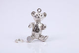 Teddy Bear Charm, Traditional Charm, Made from Solid Cast 925 Grade Sterling Silver, Complete with Attachment Link