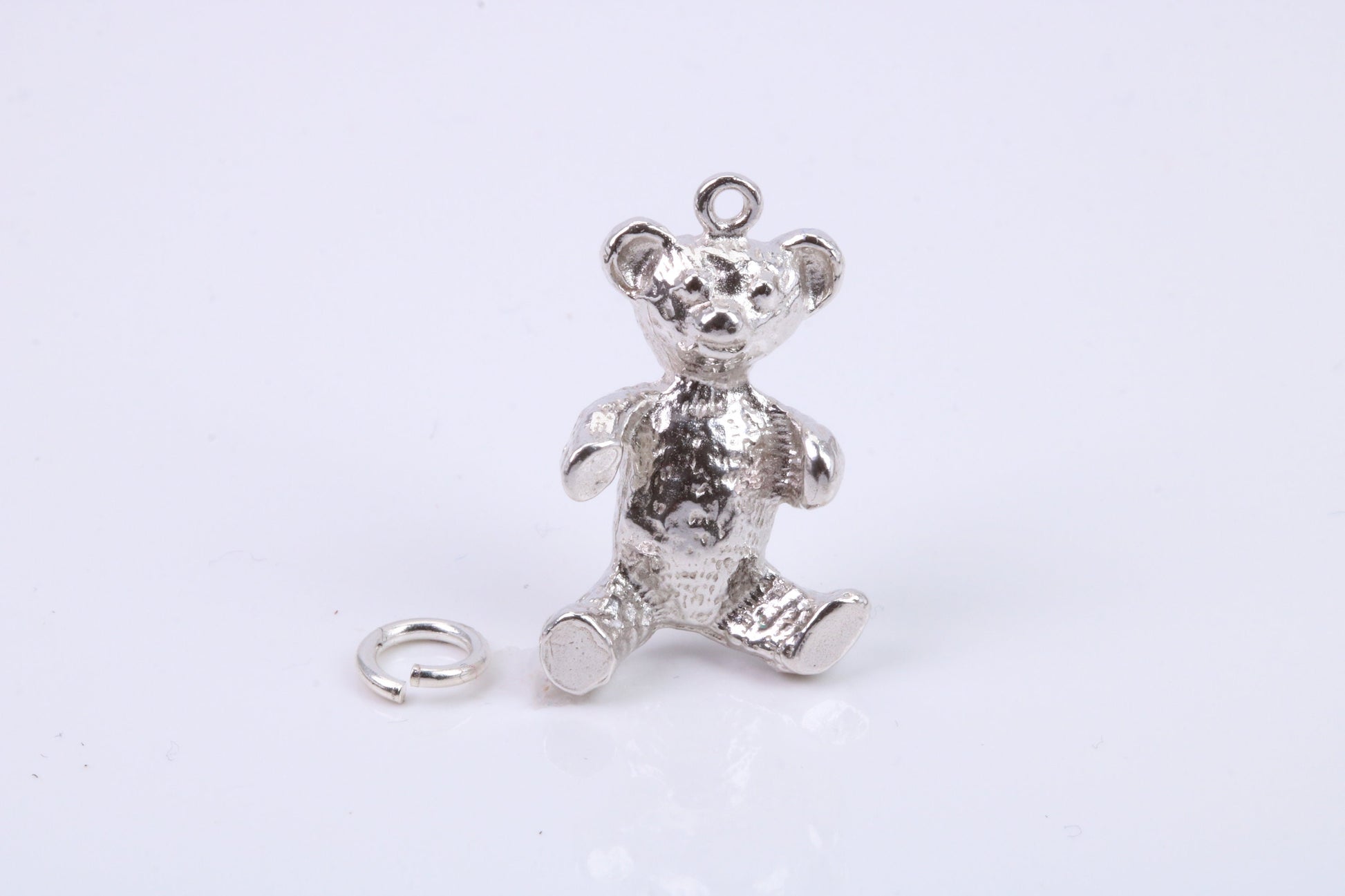 Teddy Bear Charm, Traditional Charm, Made from Solid 925 Grade Sterling Silver, Complete with Attachment Link