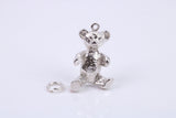 Teddy Bear Charm, Traditional Charm, Made from Solid Cast 925 Grade Sterling Silver, Complete with Attachment Link