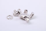 Teddy Bear Charm, Traditional Charm, Made from Solid Cast 925 Grade Sterling Silver, Complete with Attachment Link