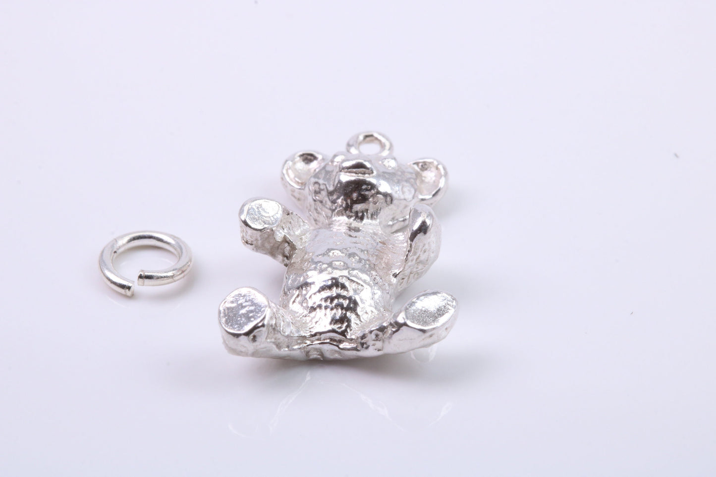 Teddy Bear Charm, Traditional Charm, Made from Solid 925 Grade Sterling Silver, Complete with Attachment Link