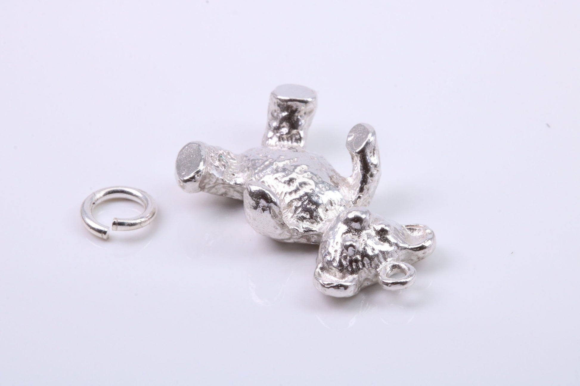 Teddy Bear Charm, Traditional Charm, Made from Solid 925 Grade Sterling Silver, Complete with Attachment Link