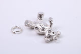 Teddy Bear Charm, Traditional Charm, Made from Solid Cast 925 Grade Sterling Silver, Complete with Attachment Link