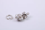Gollum Charm, Traditional Charm, Made from Solid Cast 925 Grade Sterling Silver, Complete with Attachment Link