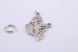 Map of Isle of White Charm, Traditional Charm, Made from Solid 925 Grade Sterling Silver, Complete with Attachment Link