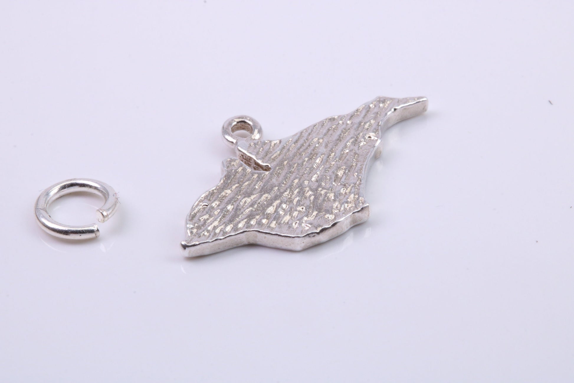 Map of Isle of White Charm, Traditional Charm, Made from Solid 925 Grade Sterling Silver, Complete with Attachment Link