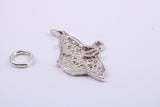 Map of Isle of White Charm, Traditional Charm, Made from Solid 925 Grade Sterling Silver, Complete with Attachment Link