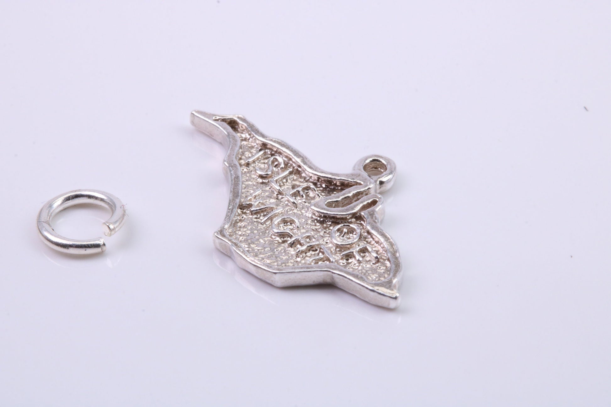 Map of Isle of White Charm, Traditional Charm, Made from Solid 925 Grade Sterling Silver, Complete with Attachment Link