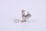 Cockerel Charm, Traditional Charm, Made from Solid Cast 925 Grade Sterling Silver, Complete with Attachment Link
