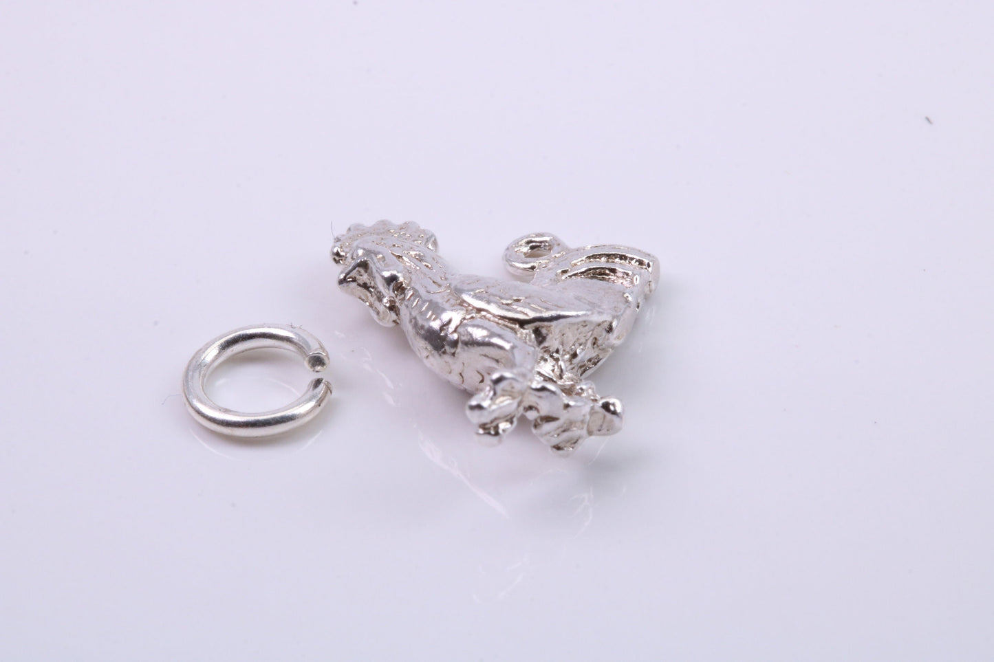 Cockerel Charm, Traditional Charm, Made from Solid 925 Grade Sterling Silver, Complete with Attachment Link