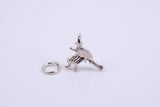 Witch on Broom Stick Charm, Traditional Charm, Made from Solid Cast 925 Grade Sterling Silver, Complete with Attachment Link