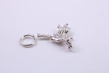 Witch on Broom Stick Charm, Traditional Charm, Made from Solid Cast 925 Grade Sterling Silver, Complete with Attachment Link
