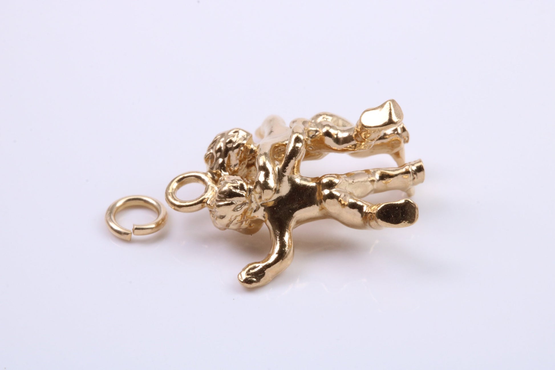 Gemini Zodiac Sign Charm, Traditional Charm, Made from Solid 9ct Yellow Gold, British Hallmarked, Complete with Attachment Link