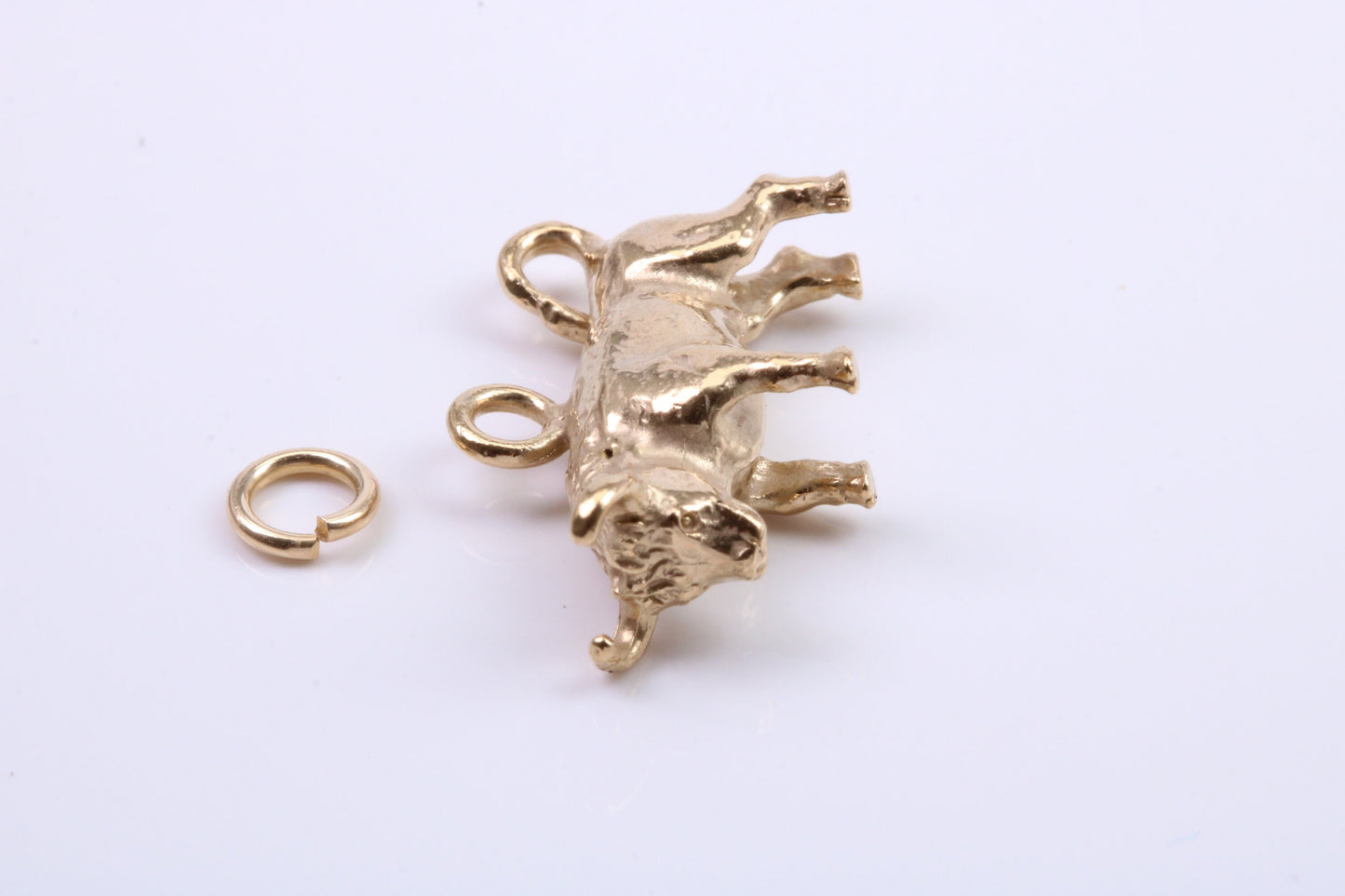 Taurus Zodiac Sign Charm, Traditional Charm, Made from Solid 9ct Yellow Gold, British Hallmarked, Complete with Attachment Link