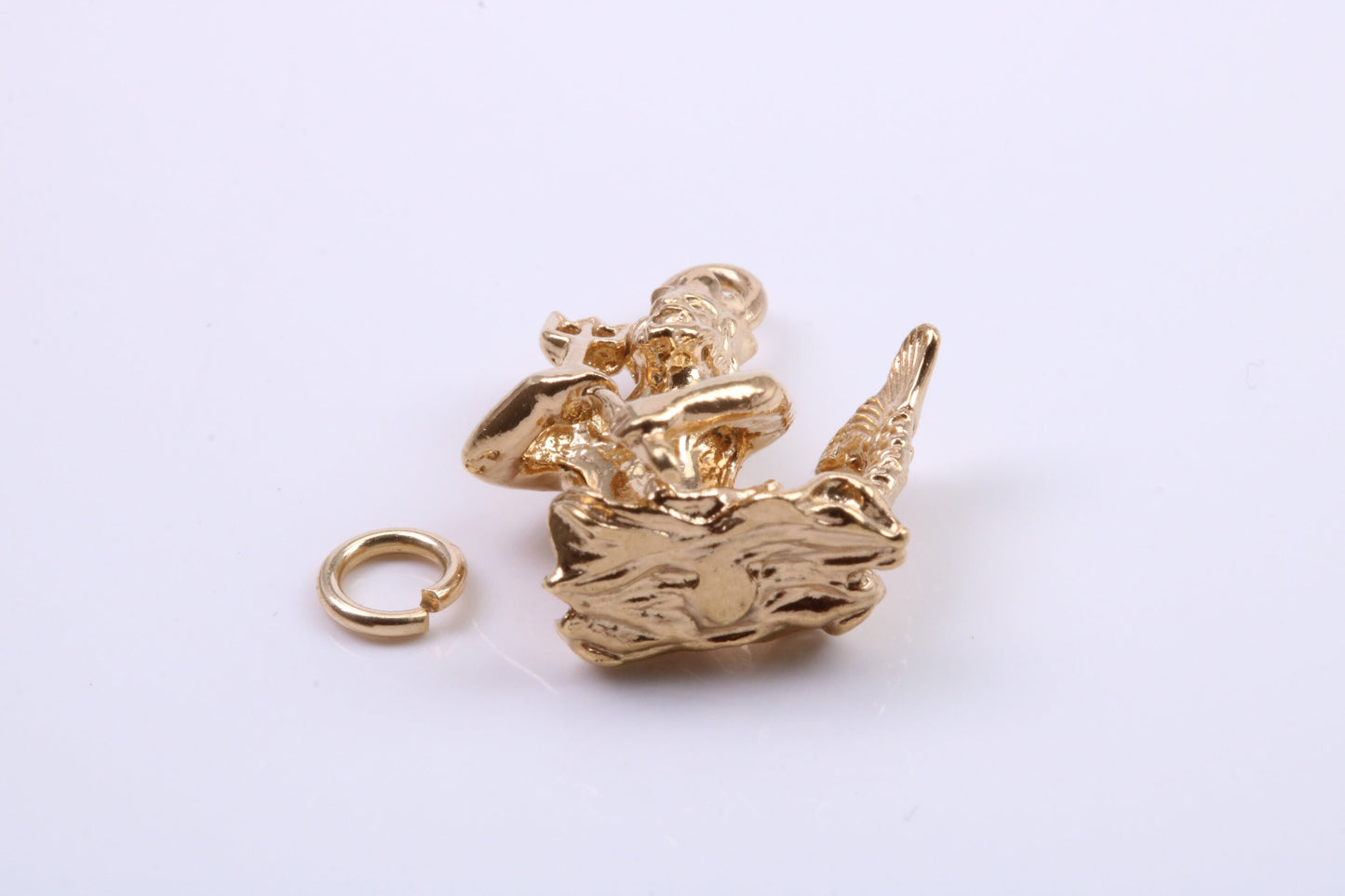 Aquarius Zodiac Sign Charm, Traditional Charm, Made from Solid 9ct Yellow Gold, British Hallmarked, Complete with Attachment Link