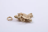 Pisces Zodiac Sign Charm, Traditional Charm, Made from Solid 9ct Yellow Gold, British Hallmarked, Complete with Attachment Link