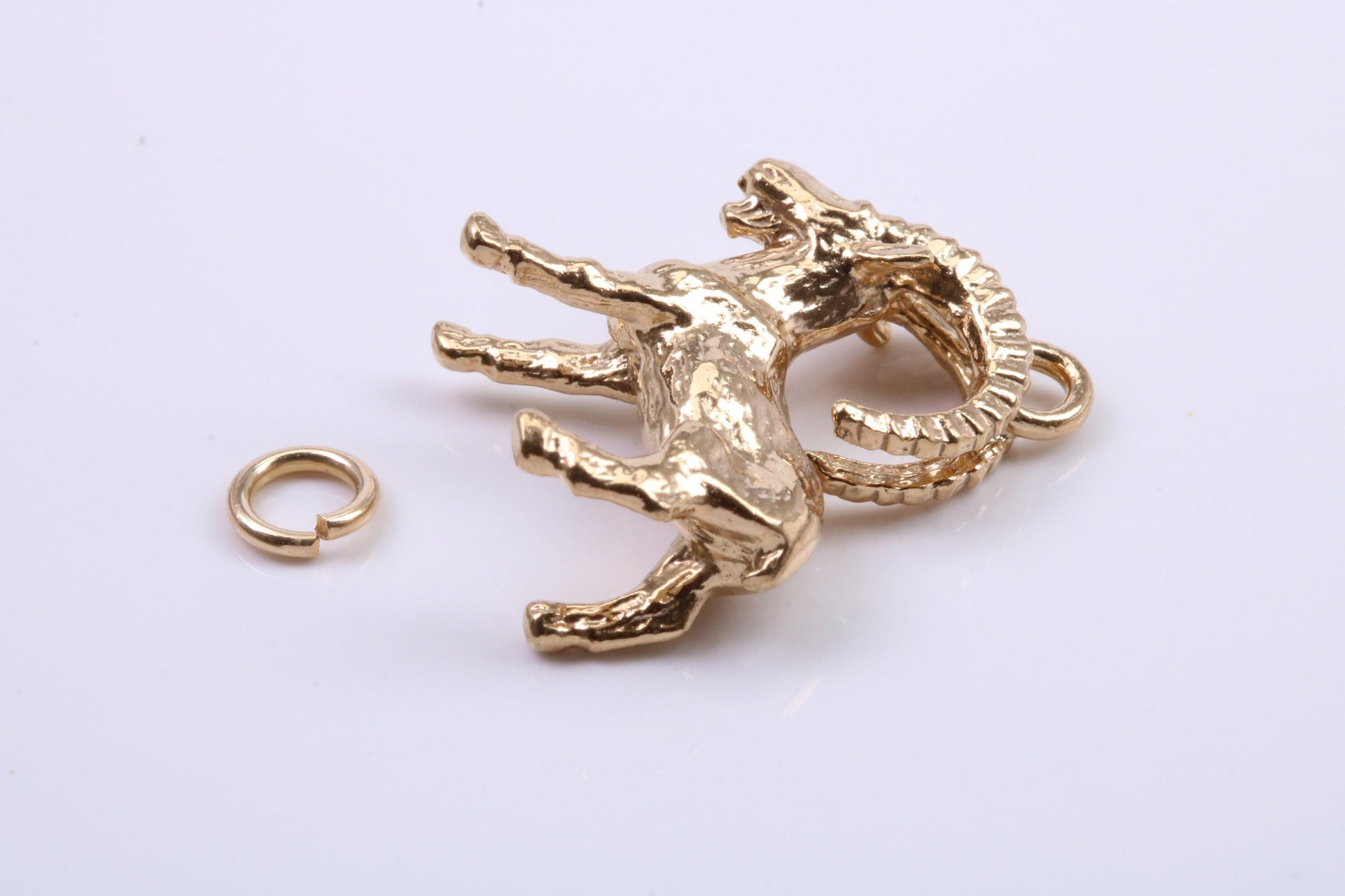 Capricorn Zodiac Sign Charm, Traditional Charm, Made from Solid 9ct Yellow Gold, British Hallmarked, Complete with Attachment Link