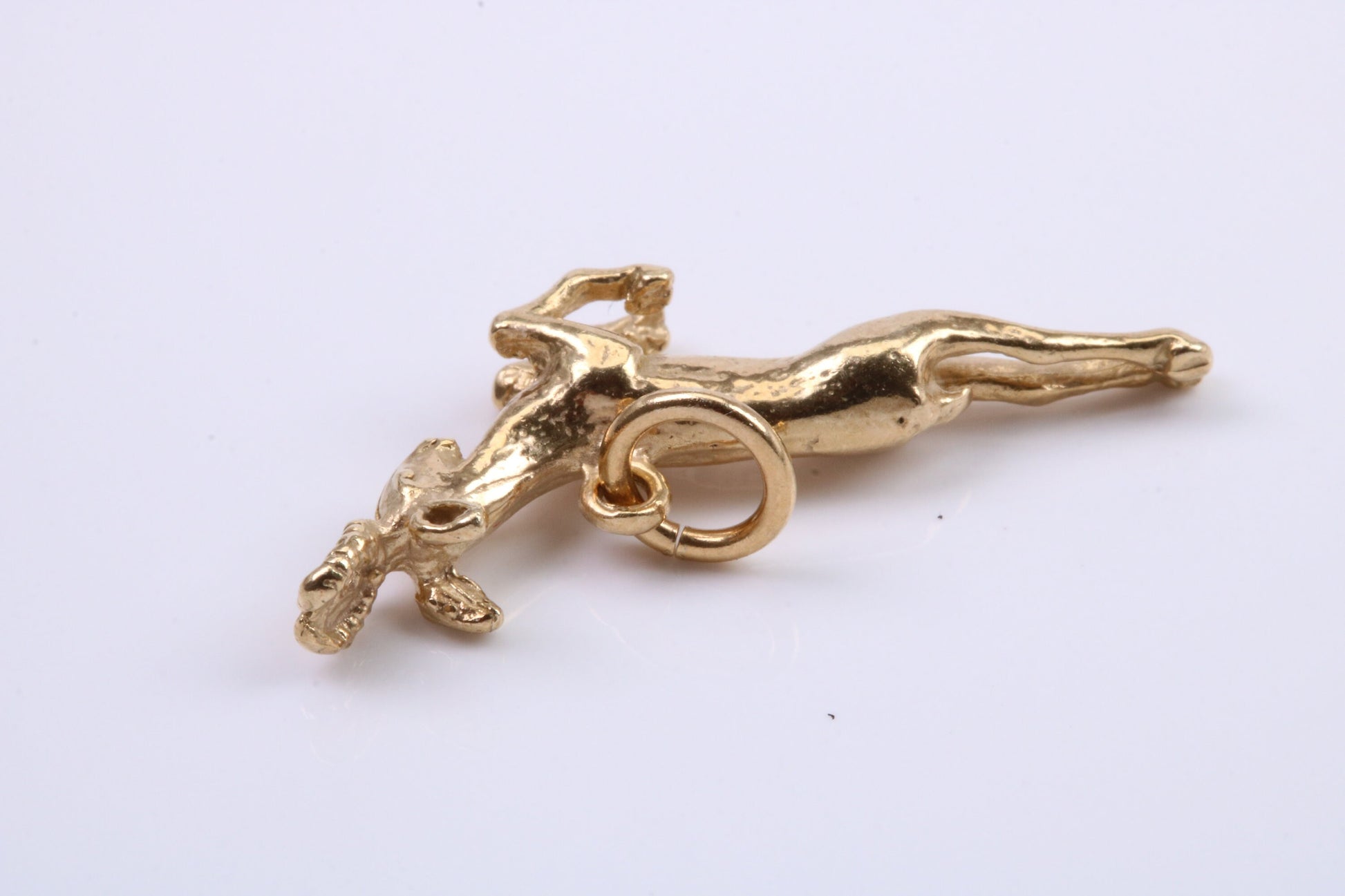 Jumping Gazelle Charm, Traditional Charm, Made from Solid 9ct Yellow Gold, British Hallmarked, Complete with Attachment Link