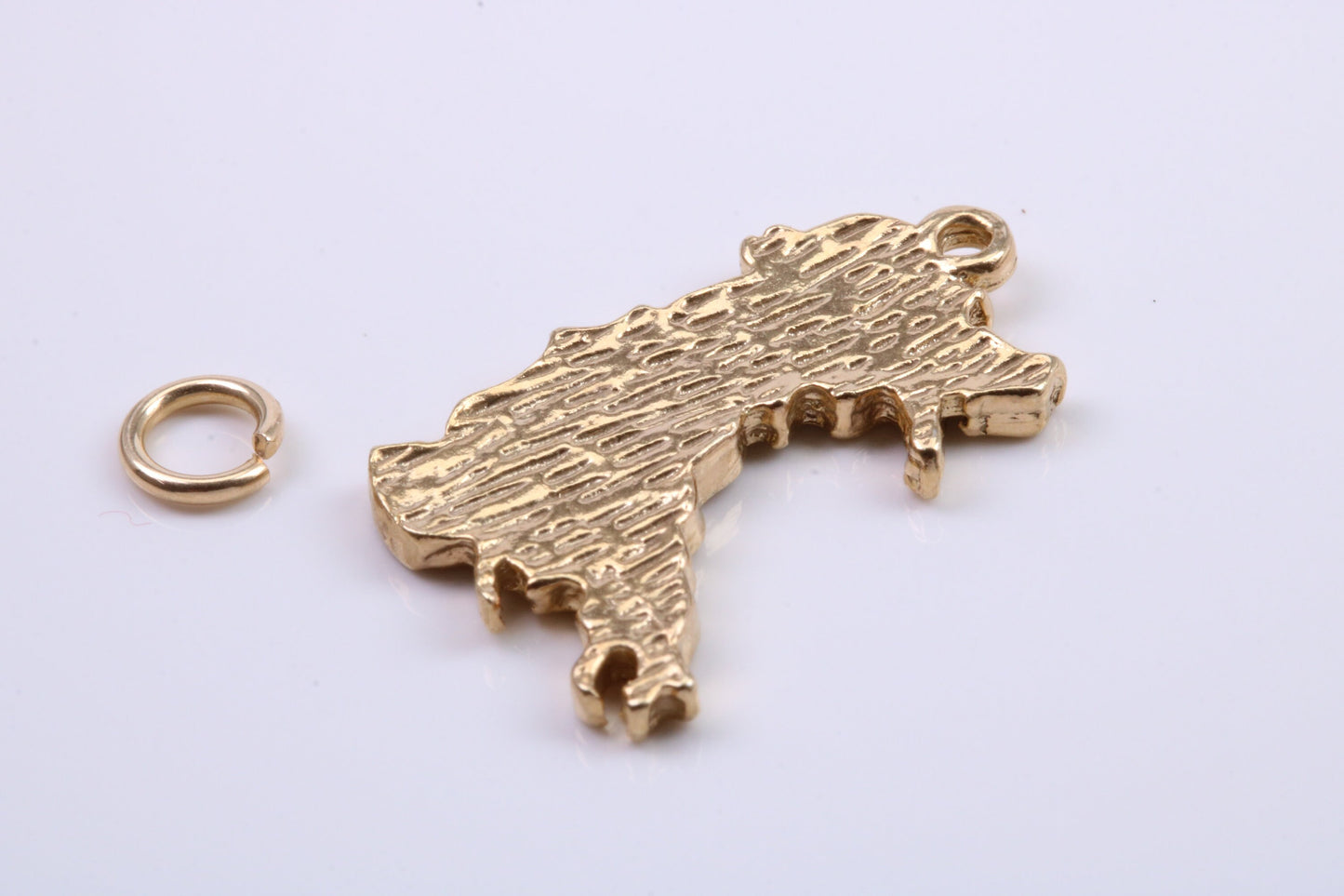 Map of Wales Charm, Traditional Charm, Made from Solid 9ct Yellow Gold, British Hallmarked, Complete with Attachment Link