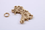Map of Wales Charm, Traditional Charm, Made from Solid 9ct Yellow Gold, British Hallmarked, Complete with Attachment Link